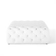 Modway Amour Tufted Button Large Square Faux Leather Ottoman in White