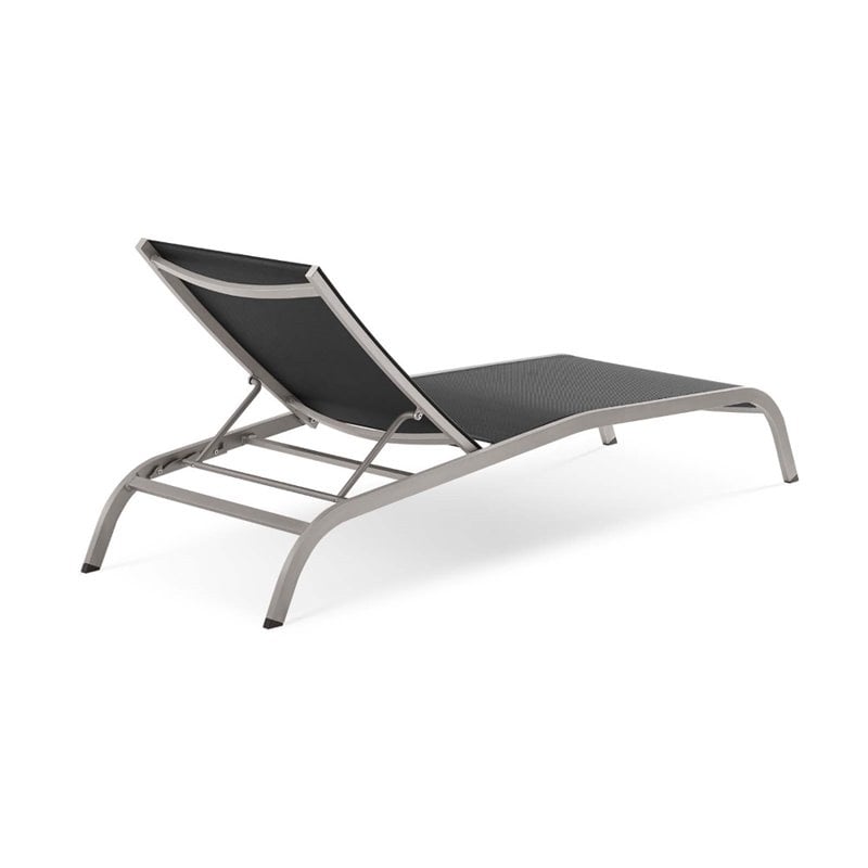 Modway Savannah Outdoor Patio Aluminum and Mesh Chaise Lounge Chair in Black