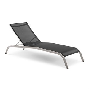 Modway Savannah Outdoor Patio Aluminum and Mesh Chaise Lounge Chair in Black