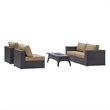 Modway Convene 5-Piece Outdoor Wicker Rattan Set with Fire Pit - Espresso/Mocha