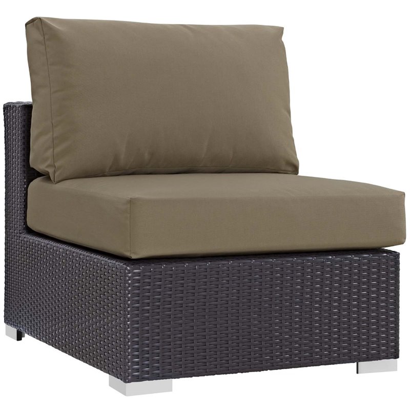 Modway Convene 5-Piece Outdoor Wicker Rattan Set with Fire Pit - Espresso/Mocha