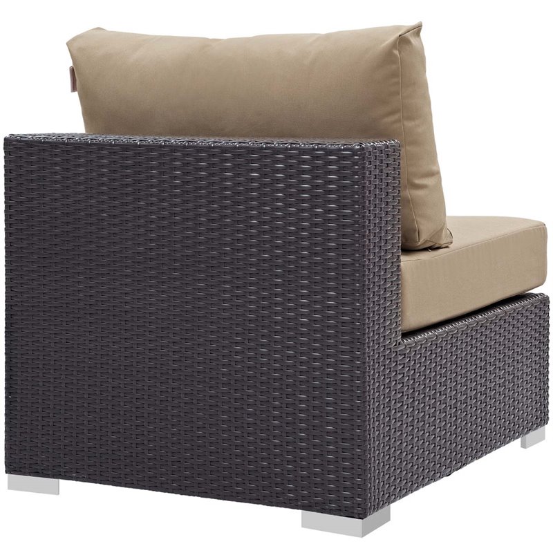 Modway Convene 5-Piece Outdoor Wicker Rattan Set with Fire Pit - Espresso/Mocha