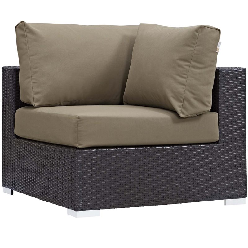 Modway Convene 5-Piece Outdoor Wicker Rattan Set with Fire Pit - Espresso/Mocha