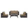 Modway Convene 5-Piece Outdoor Wicker Rattan Set with Fire Pit - Espresso/Mocha
