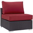 Modway Convene 5-Piece Outdoor Wicker Rattan Set with Fire Pit - Espresso/Red
