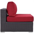Modway Convene 5-Piece Outdoor Wicker Rattan Set with Fire Pit - Espresso/Red