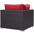 Modway Convene 5-Piece Outdoor Wicker Rattan Set with Fire Pit - Espresso/Red