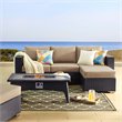 Modway Convene 3-Piece Outdoor Wicker Rattan Set with Fire Pit - Espresso/Mocha