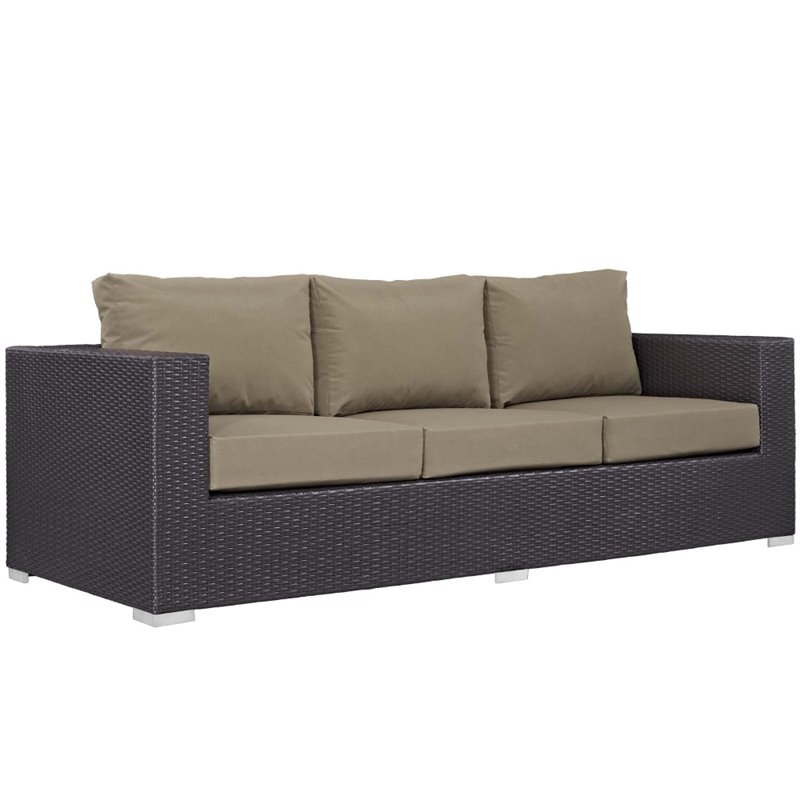 Modway Convene 3-Piece Outdoor Wicker Rattan Set with Fire Pit - Espresso/Mocha