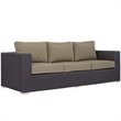 Modway Convene 3-Piece Outdoor Wicker Rattan Set with Fire Pit - Espresso/Mocha