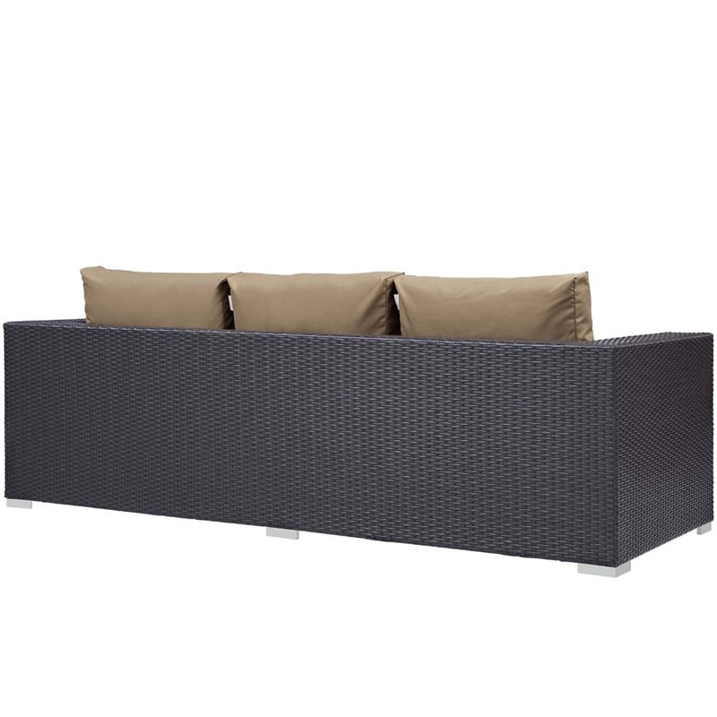 Modway Convene 3-Piece Outdoor Wicker Rattan Set with Fire Pit - Espresso/Mocha