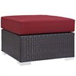 Modway Convene 3-Piece Outdoor Wicker Rattan Set with Fire Pit - Espresso/Red