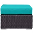 Modway Convene 3 Piece Patio Sofa Set with Fire Pit in Espresso and Turquoise
