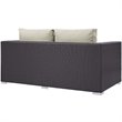 Modway Convene 4-Piece Outdoor Wicker Rattan Set with Fire Pit in Espresso/Beige