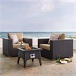 Modway Convene 3-Piece Outdoor Wicker Rattan Set w/ Fire Pit in Espresso/Mocha
