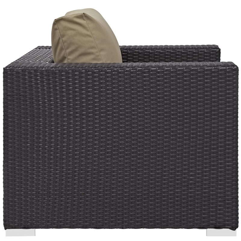 Modway Convene 3-Piece Outdoor Wicker Rattan Set w/ Fire Pit in Espresso/Mocha