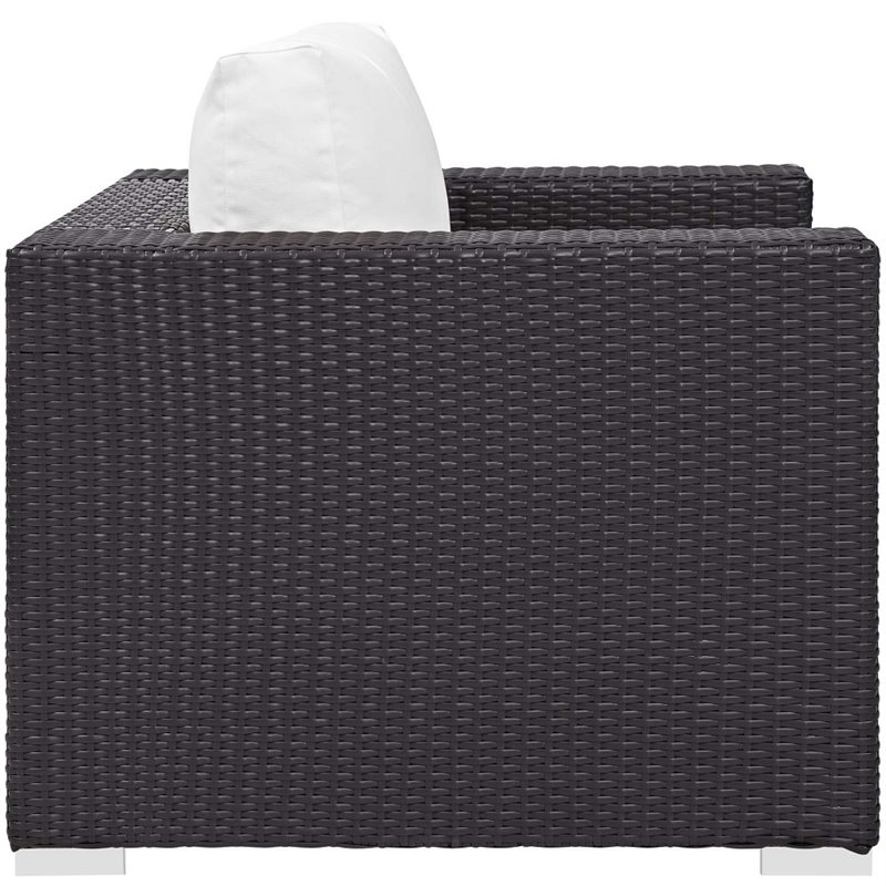 Modway Convene 3-Piece Outdoor Wicker Rattan Set w/ Fire Pit in Espresso/White