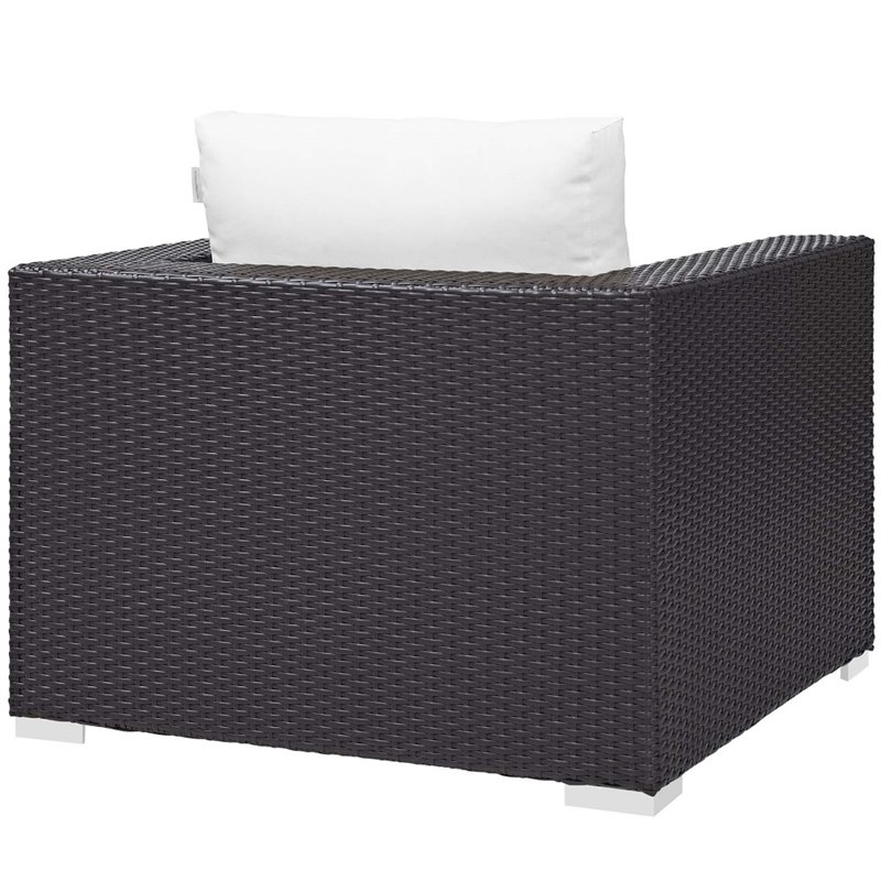 Modway Convene 3-Piece Outdoor Wicker Rattan Set w/ Fire Pit in Espresso/White