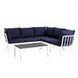 Modway Riverside 6-Piece Outdoor Patio Aluminum Set in White and Navy