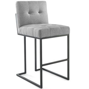 Modway Privy 30&quot Stainless Steel Polyester Fabric Bar Stool in Black/Light Gray
