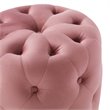 Modway Amour Tufted Button Round Performance Velvet Ottoman in Dusty Rose