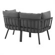Modway Riverside 2-Piece Outdoor Aluminum Sectional Sofa Set in Gray/Charcoal