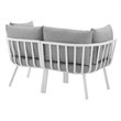 Modway Riverside 2-Piece Outdoor Patio Aluminum Sectional Sofa Set in White/Gray
