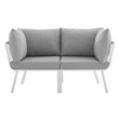Modway Riverside 2-Piece Outdoor Patio Aluminum Sectional Sofa Set in White/Gray
