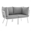 Modway Riverside 2-Piece Outdoor Patio Aluminum Sectional Sofa Set in White/Gray