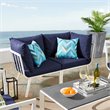 Modway Riverside 2-Piece Outdoor Patio Aluminum Sectional Sofa Set in White/Navy