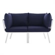 Modway Riverside 2-Piece Outdoor Patio Aluminum Sectional Sofa Set in White/Navy