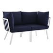 Modway Riverside 2-Piece Outdoor Patio Aluminum Sectional Sofa Set in White/Navy