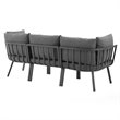 Modway Riverside 3-Piece Outdoor Aluminum Sectional Sofa in Gray/Charcoal