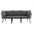 Modway Riverside 3-Piece Outdoor Aluminum Sectional Sofa in Gray/Charcoal
