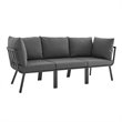 Modway Riverside 3-Piece Outdoor Aluminum Sectional Sofa in Gray/Charcoal