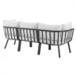 Modway Riverside 3-Piece Outdoor Patio Aluminum Sectional Sofa in Gray/White