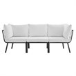 Modway Riverside 3-Piece Outdoor Patio Aluminum Sectional Sofa in Gray/White