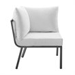 Modway Riverside 3-Piece Outdoor Patio Aluminum Sectional Sofa in Gray/White