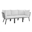 Modway Riverside 3-Piece Outdoor Patio Aluminum Sectional Sofa in Gray/White