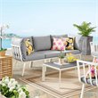 Modway Riverside 3-Piece Outdoor Patio Aluminum Sectional Sofa in White/Gray