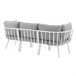 Modway Riverside 3-Piece Outdoor Patio Aluminum Sectional Sofa in White/Gray