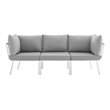 Modway Riverside 3-Piece Outdoor Patio Aluminum Sectional Sofa in White/Gray