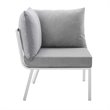 Modway Riverside 3-Piece Outdoor Patio Aluminum Sectional Sofa in White/Gray