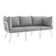 Modway Riverside 3-Piece Outdoor Patio Aluminum Sectional Sofa in White/Gray