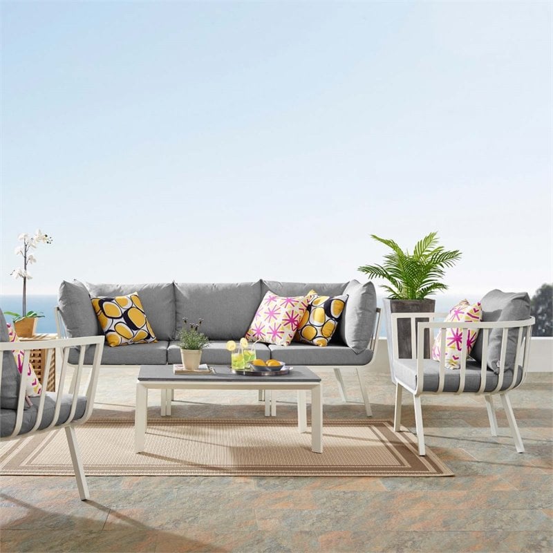 Modway Riverside 5-Piece Outdoor Patio Aluminum Set - White/Gray