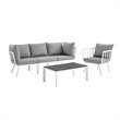 Modway Riverside 5-Piece Outdoor Patio Aluminum Set - White/Gray