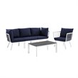 Modway Riverside 5-Piece Outdoor Patio Aluminum Set - White/Navy