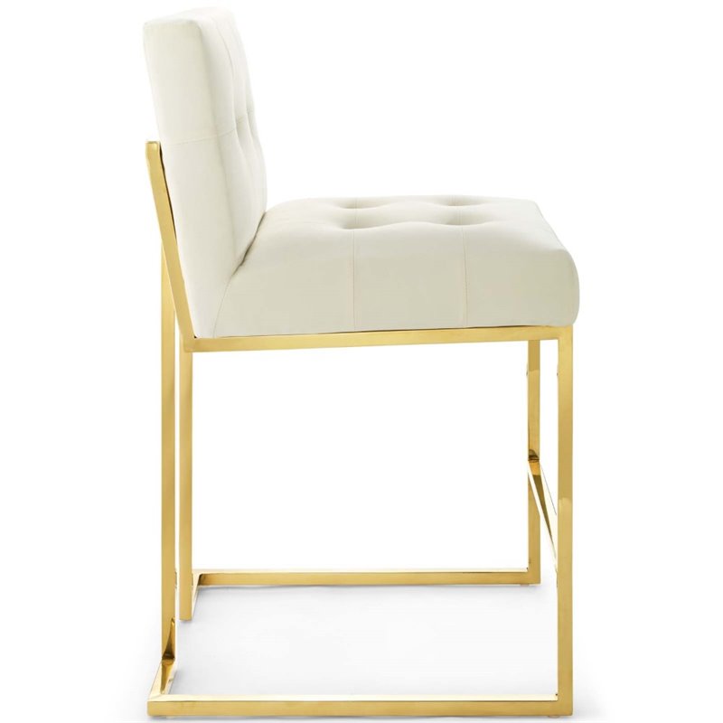 modway privy 24.5&quot stainless steel velvet counter stool in gold/ivory