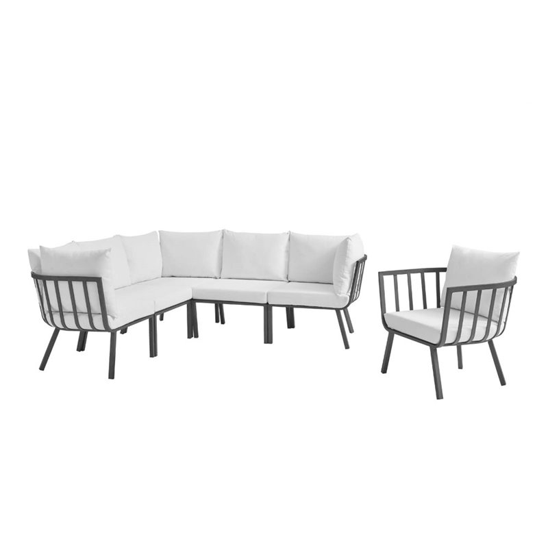 Modway Riverside 6-Piece Outdoor Patio Aluminum Set - Gray/White