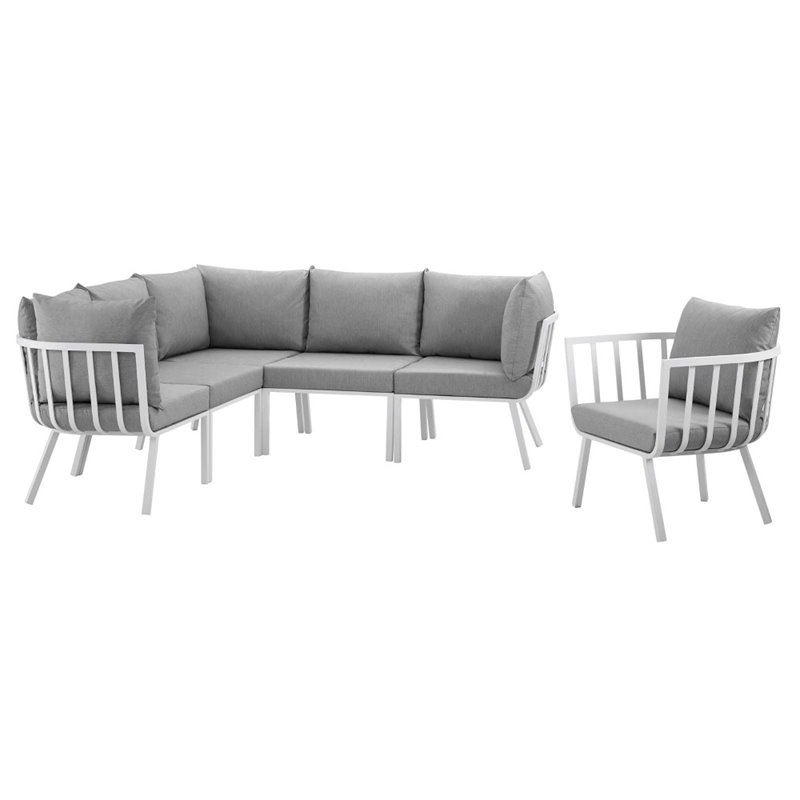 Modway Riverside 6-Piece Outdoor Patio Aluminum Set - White/Gray